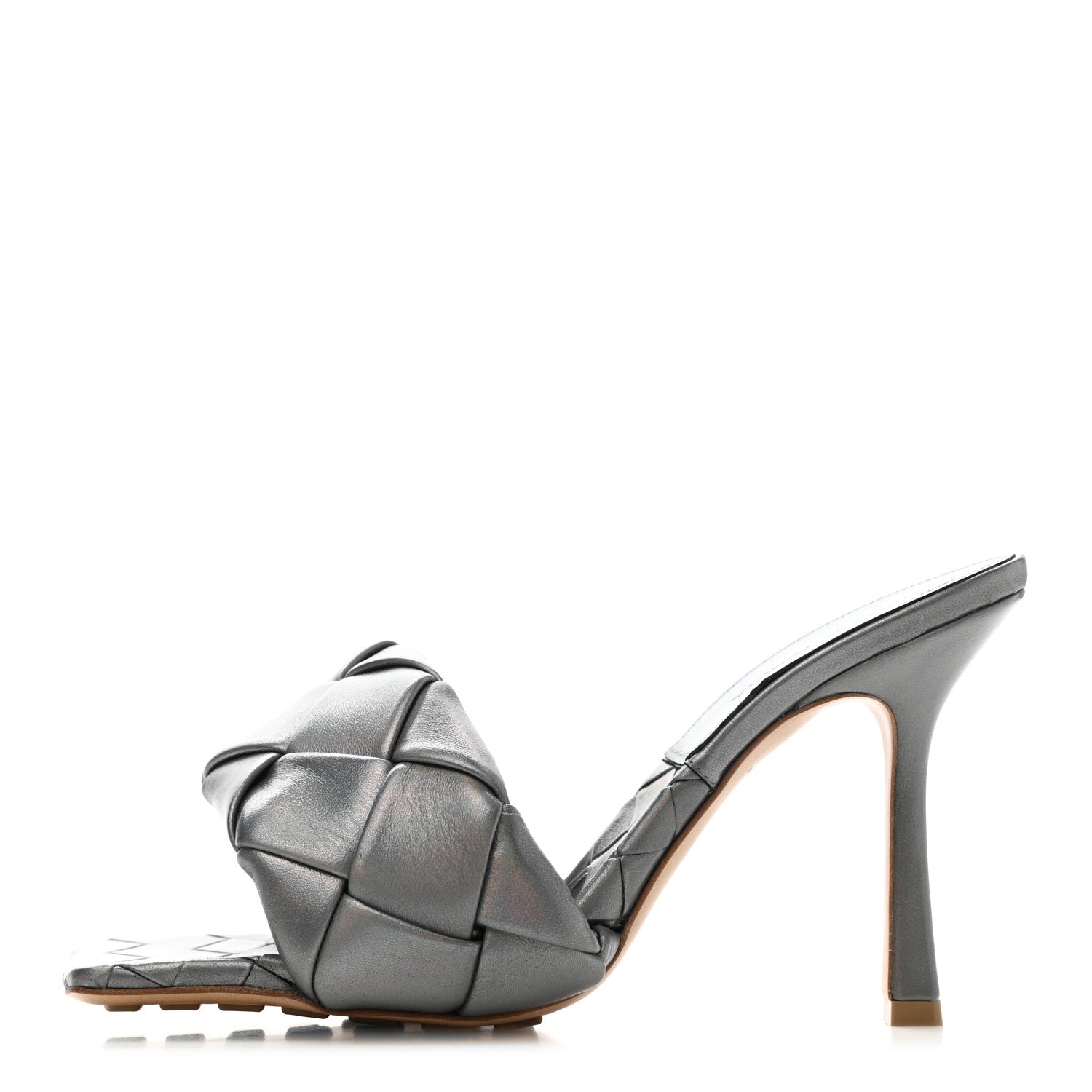 Bottega Veneta Laser Nappa Maxi Intrecciato Lido 90mm Mule Sandals 39 Oyster 1 of 11