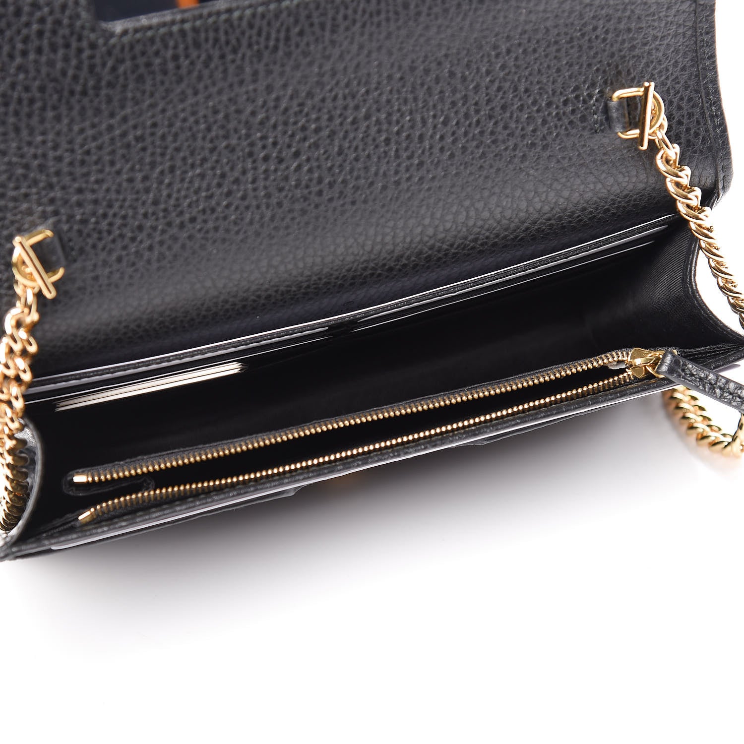 Gucci Calfskin Mini GG Marmont Chain Wallet Black 5 of 9