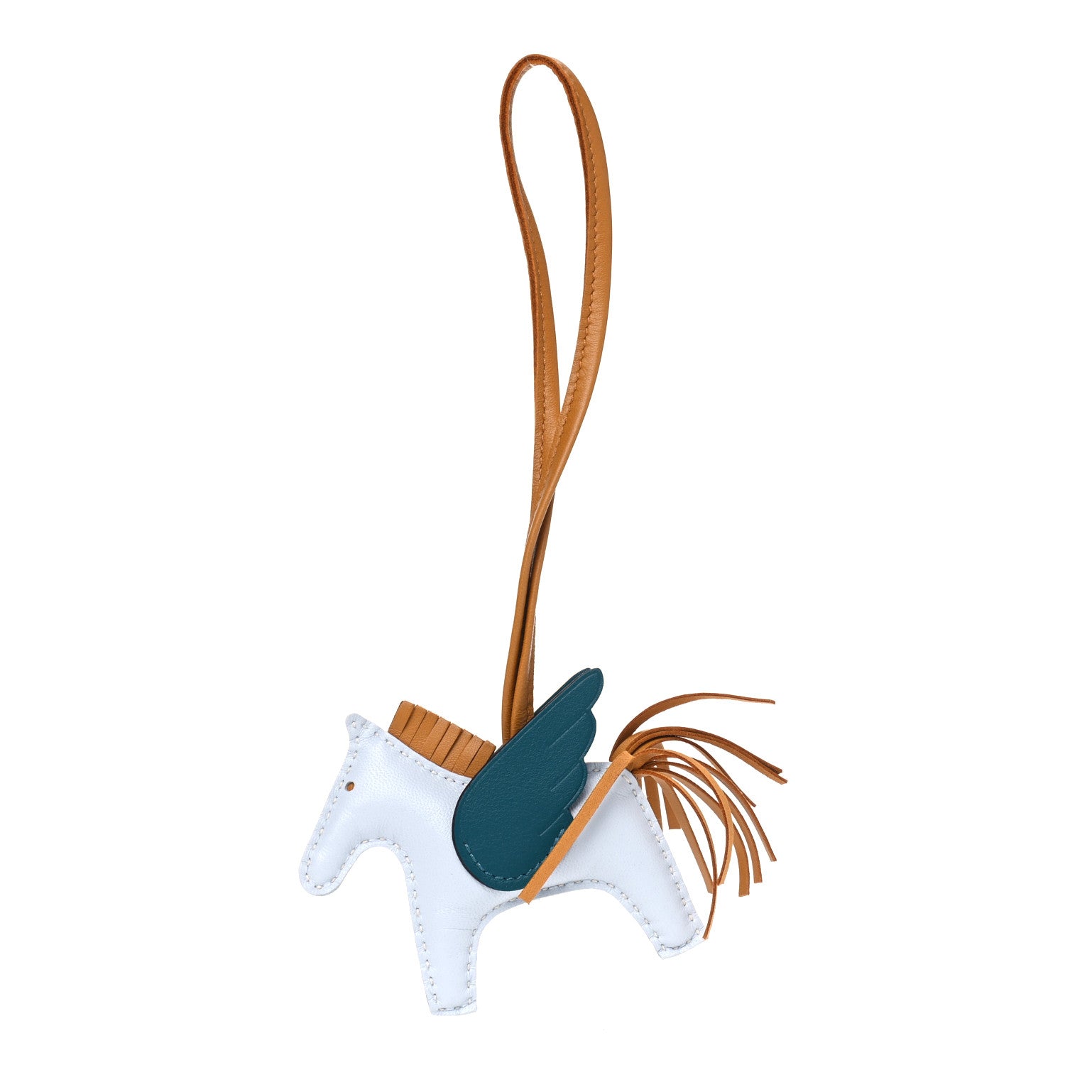 Hermes Milo Lambskin Grigri Rodeo Pegase Horse Bag Charm PM Bleu Brume Sesame Vert Bosphore 1 of 4