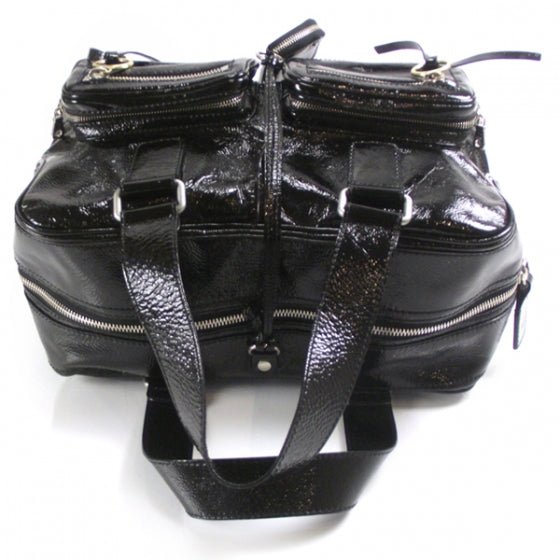 Crinkled Patent Betty Shoulder Bag Black
