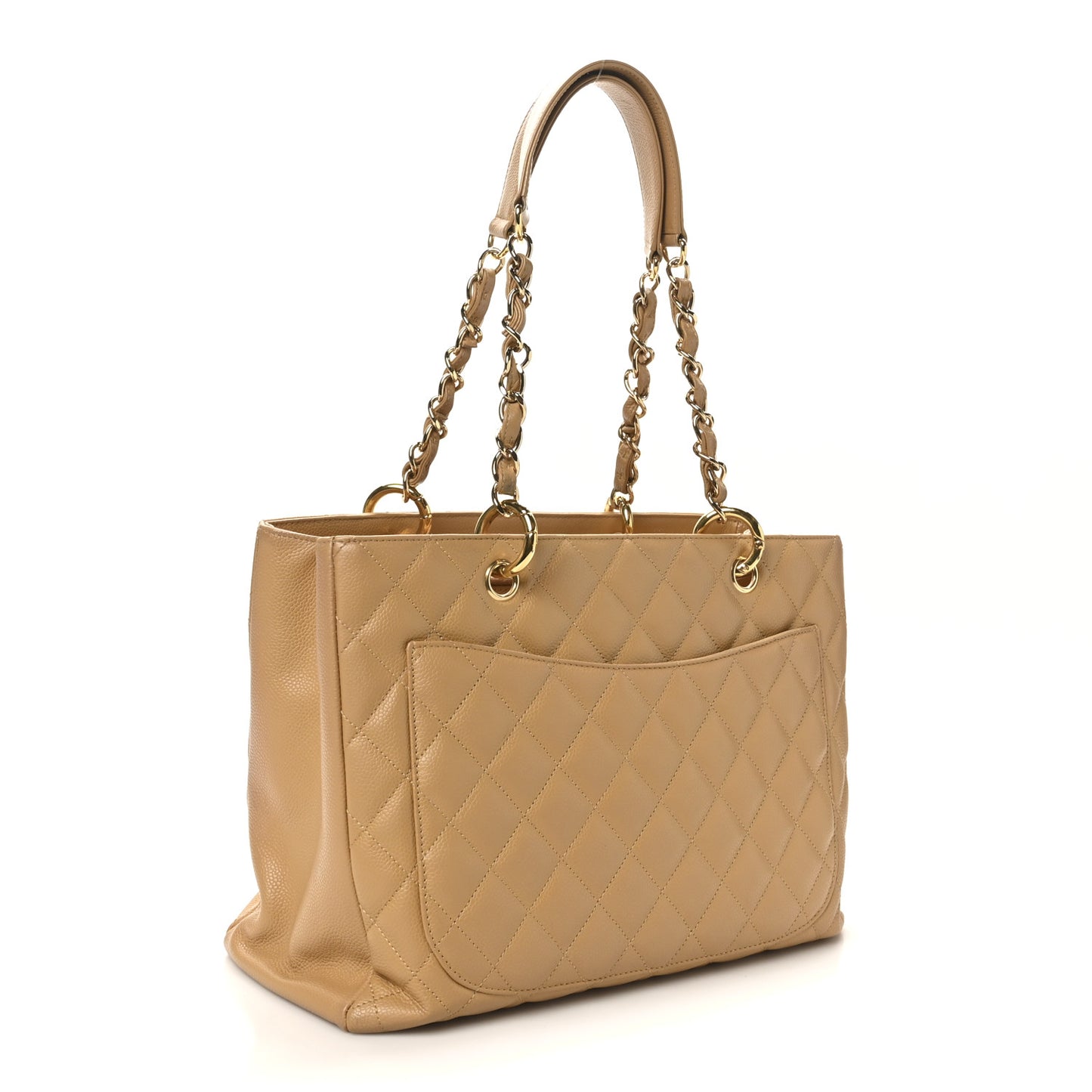 Caviar Quilted Grand Shopping Tote GST Beige