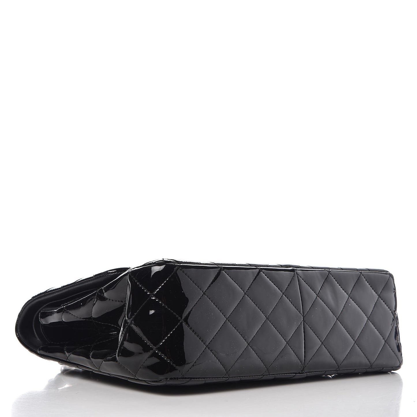 Patent Quilted Jumbo Double Flap Black