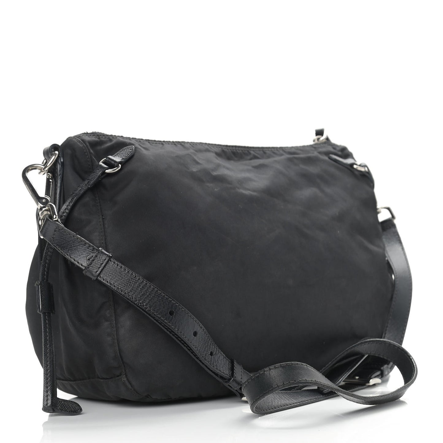 Saffiano Tessuto Nylon Crossbody Bag Black