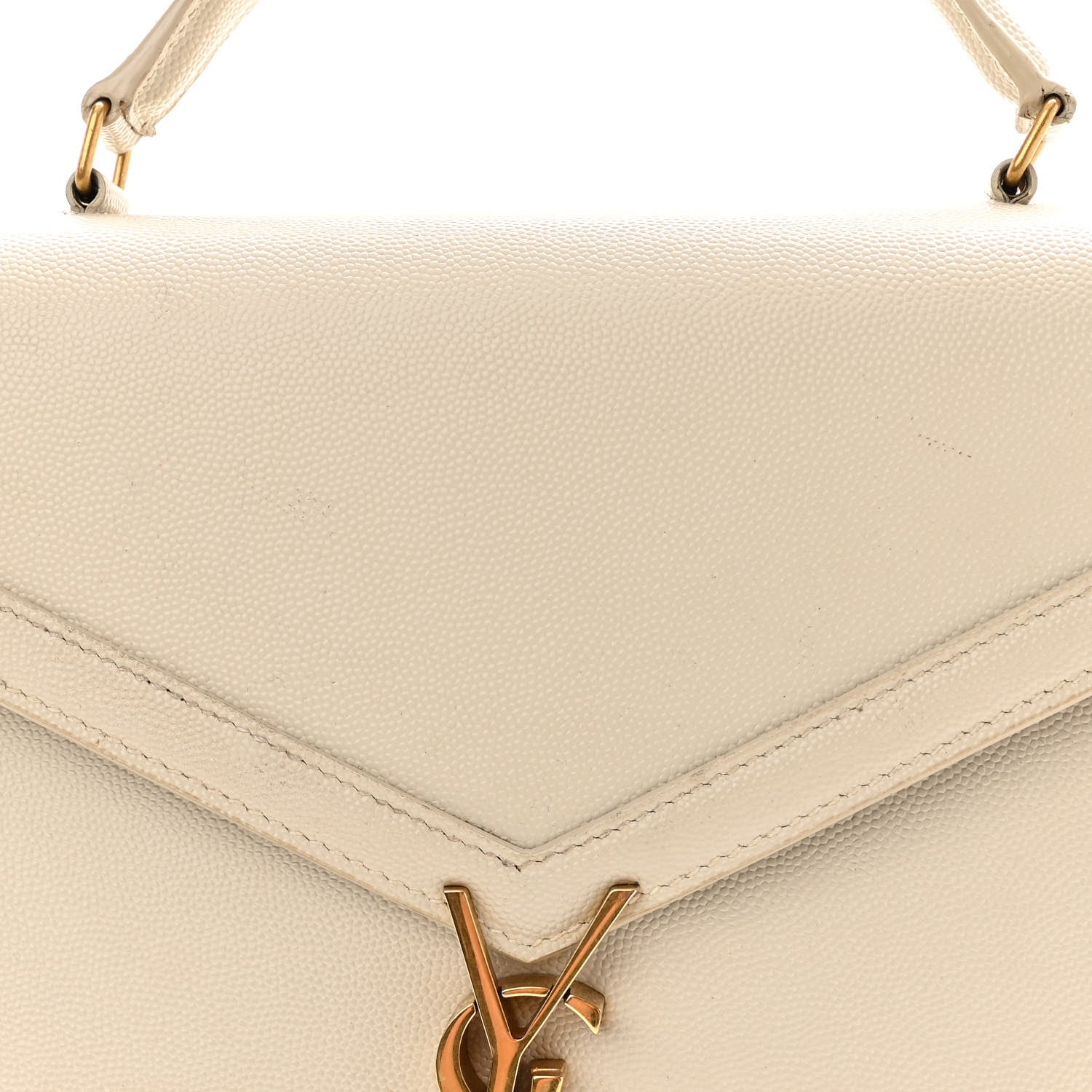 Saint Laurent Smooth Calfskin Medium Classic Monogram Cassandra Top Handle Crema Soft Rouge Legion 13 of 15