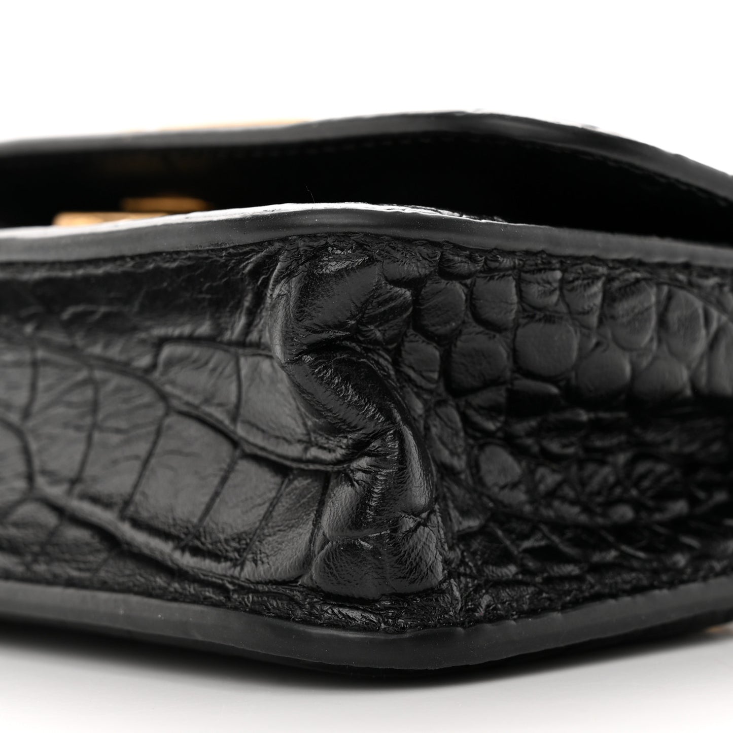 Extra Supple Calfskin Crocodile Embossed Gossip Chain Bag XS Black