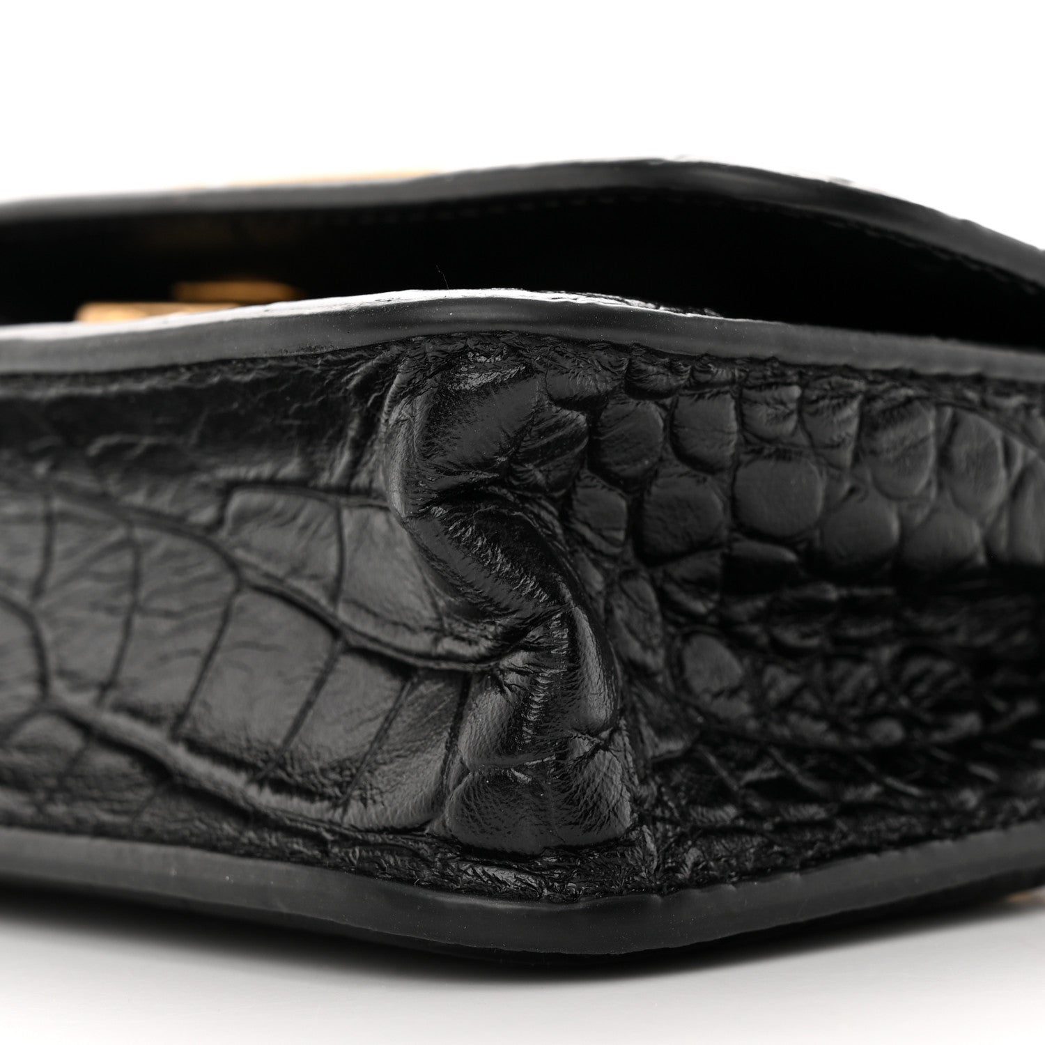 Balenciaga Extra Supple Calfskin Crocodile Embossed Gossip Chain Bag XS Black 9 of 11