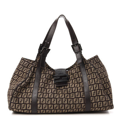 Fendi Zucchino Vitello Shoulder Bag Testa di Moro Beige 1 of 13
