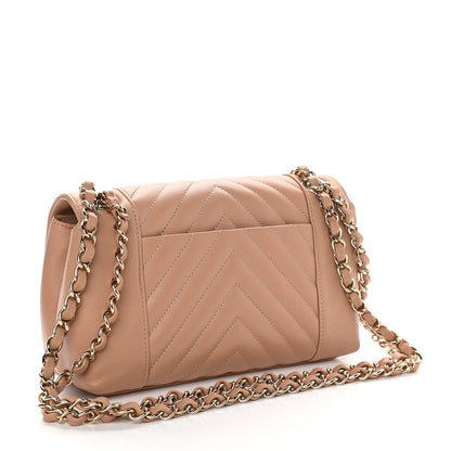 Chanel Calfskin Quilted Medium Daily Chevron Flap Beige 2 of 8