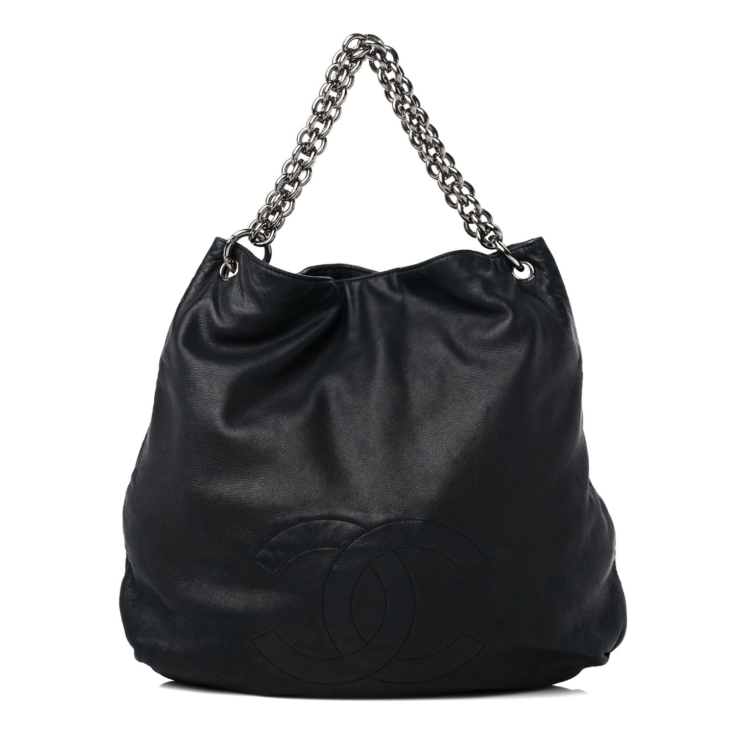 Lambskin Large Soft and Chain Hobo Black