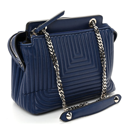 Fendi Shiny Nappa Trapuntata Chain Small DotCom Click Chain Satchel Blue 3 of 9