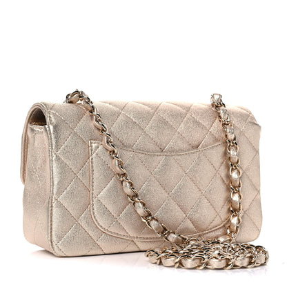 Chanel Metallic Lambskin Quilted Mini Rectangular Flap Gold 3 of 10
