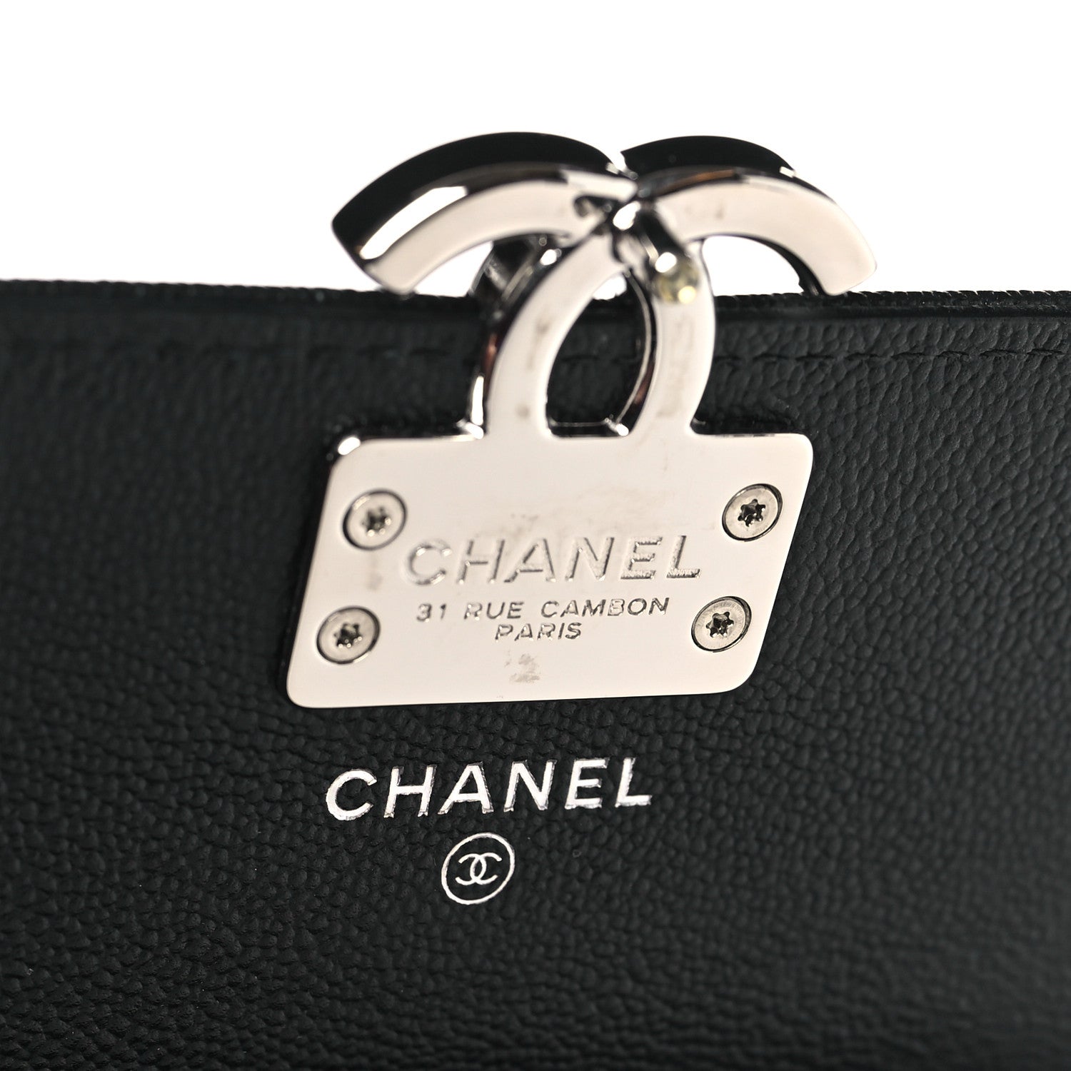 Chanel Grained Calfskin Quilted CC Box Pouch Black 6 of 12