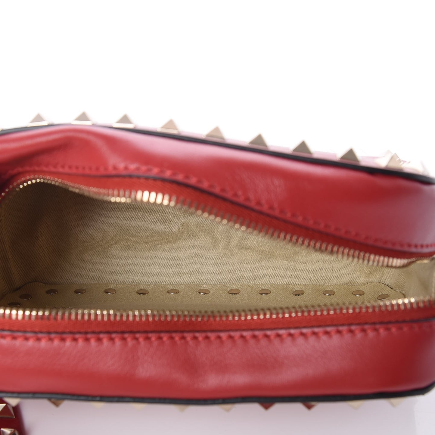 Calfskin Rockstud Camera Crossbody Bag Red