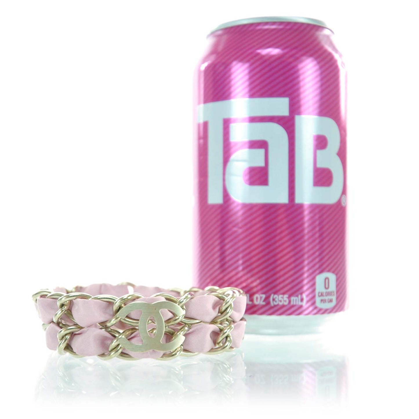 Satin CC Chain Bracelet Pink