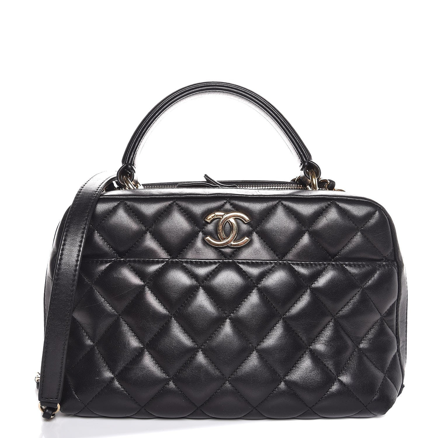 Chanel Lambskin Quilted Medium Trendy CC Bowling Bag Black 1 of 8