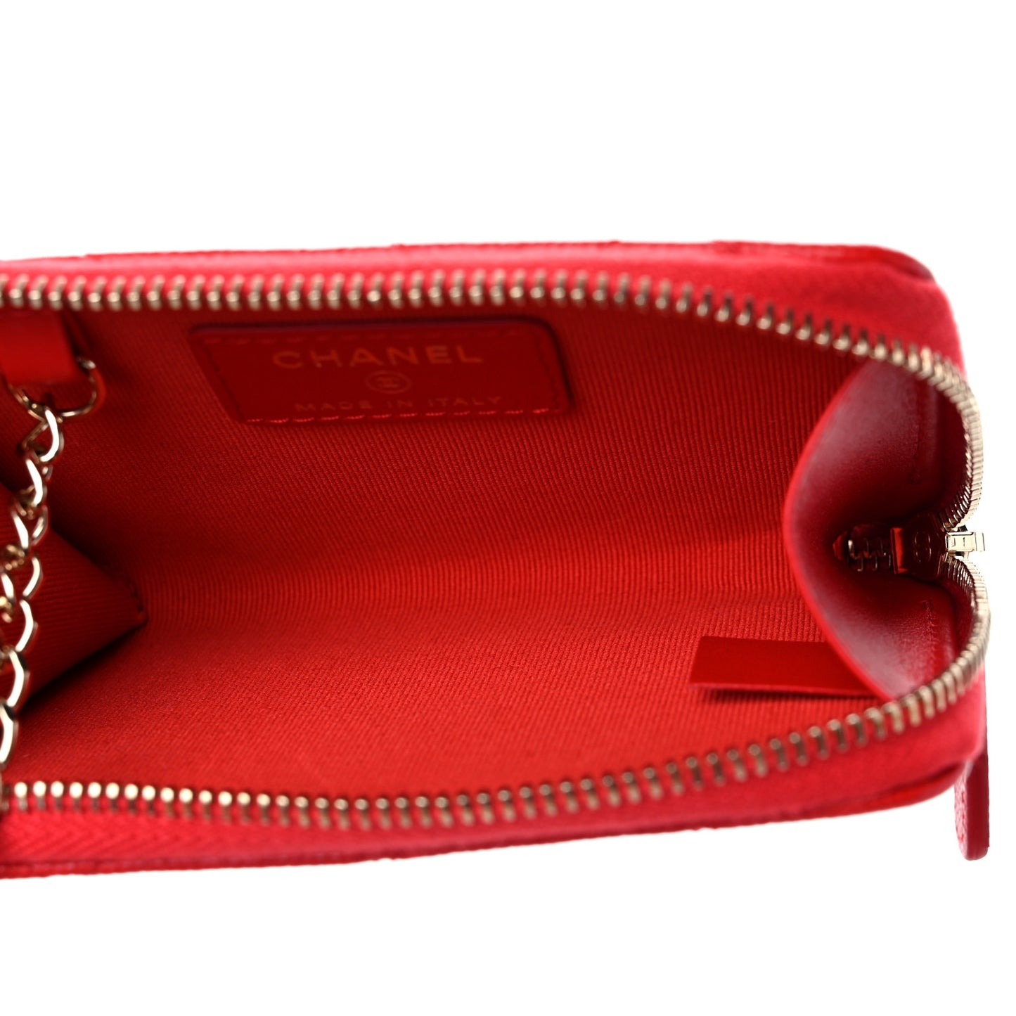 Caviar Quilted Zipped Key Holder Case Red