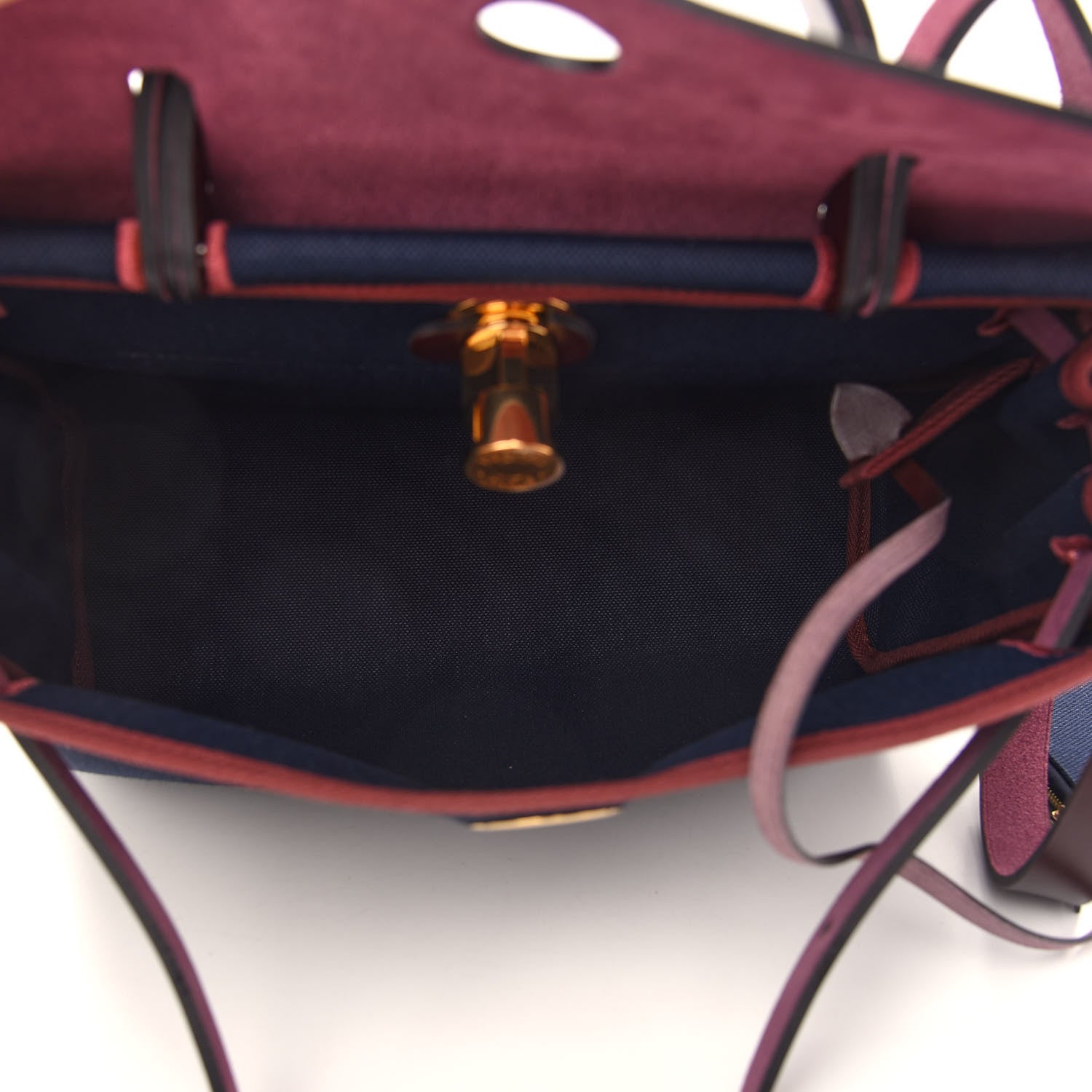 Hermes Toile Militaire Vache Hunter Herbag Zip Retourne 31 PM Rouge Sellier Bleu Marine 6 of 10