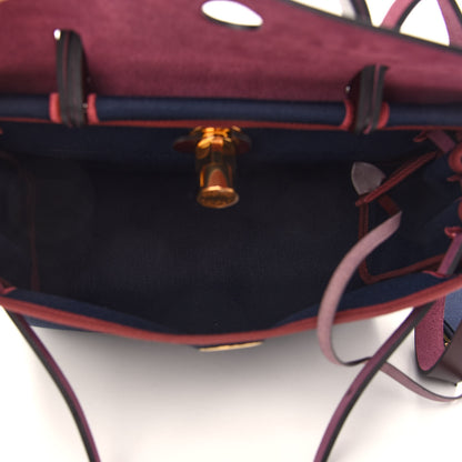 Hermes Toile Militaire Vache Hunter Herbag Zip Retourne 31 PM Rouge Sellier Bleu Marine 6 of 10