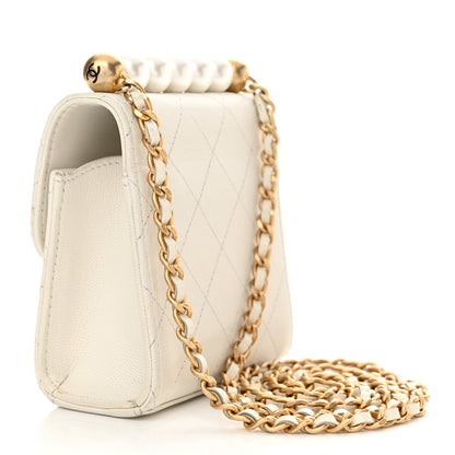 Chanel Goatskin Chic Pearls Clutch On Chain White 3 of 13