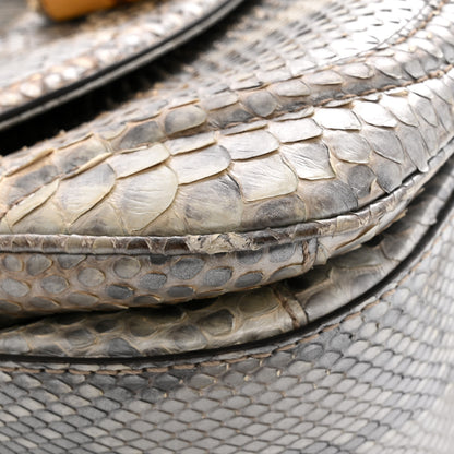 Gucci Metallic Snakeskin Medium New Bamboo Top Handle Bag Silver Multicolor 15 of 15