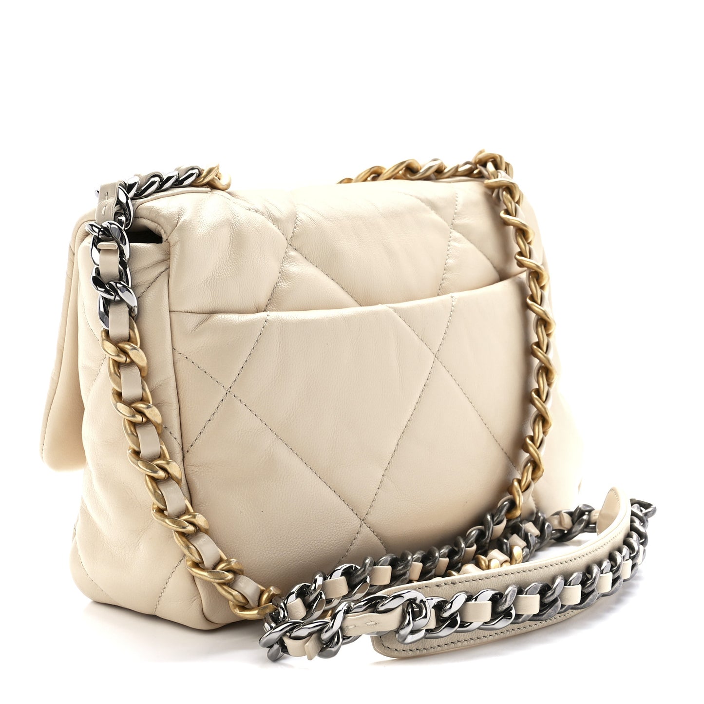 Lambskin Quilted Medium Chanel 19 Flap Light Beige