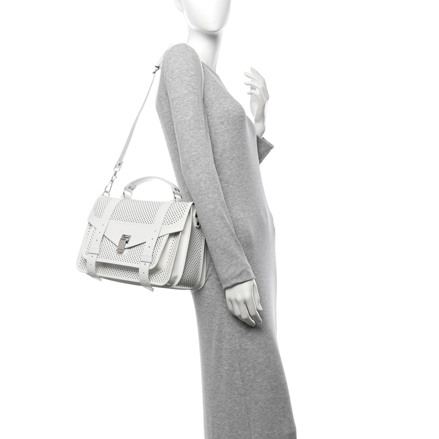 Proenza Schouler Lambskin Perforated Medium PS1 Satchel White 2 of 12
