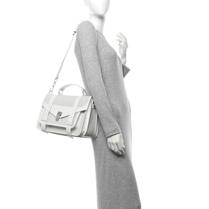 Proenza Schouler Lambskin Perforated Medium PS1 Satchel White 2 of 12