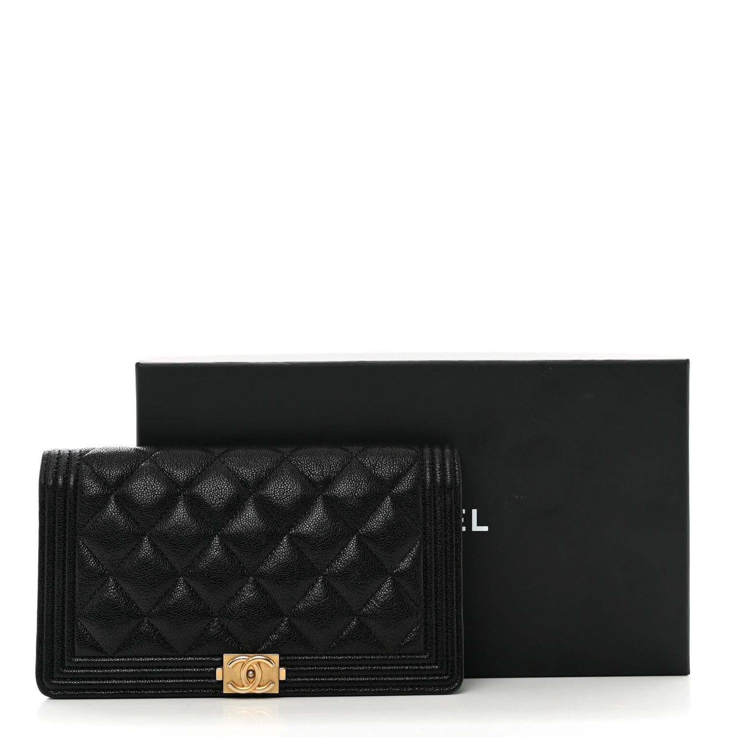 Chanel Caviar Quilted Boy Yen Wallet Black 9 of 9