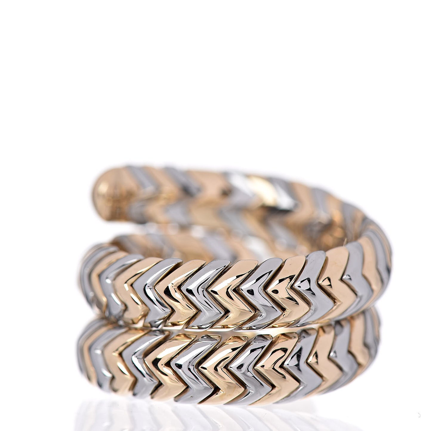 18K Yellow Gold Stainless Steel Spiga Tubogas Ring 55 7.25