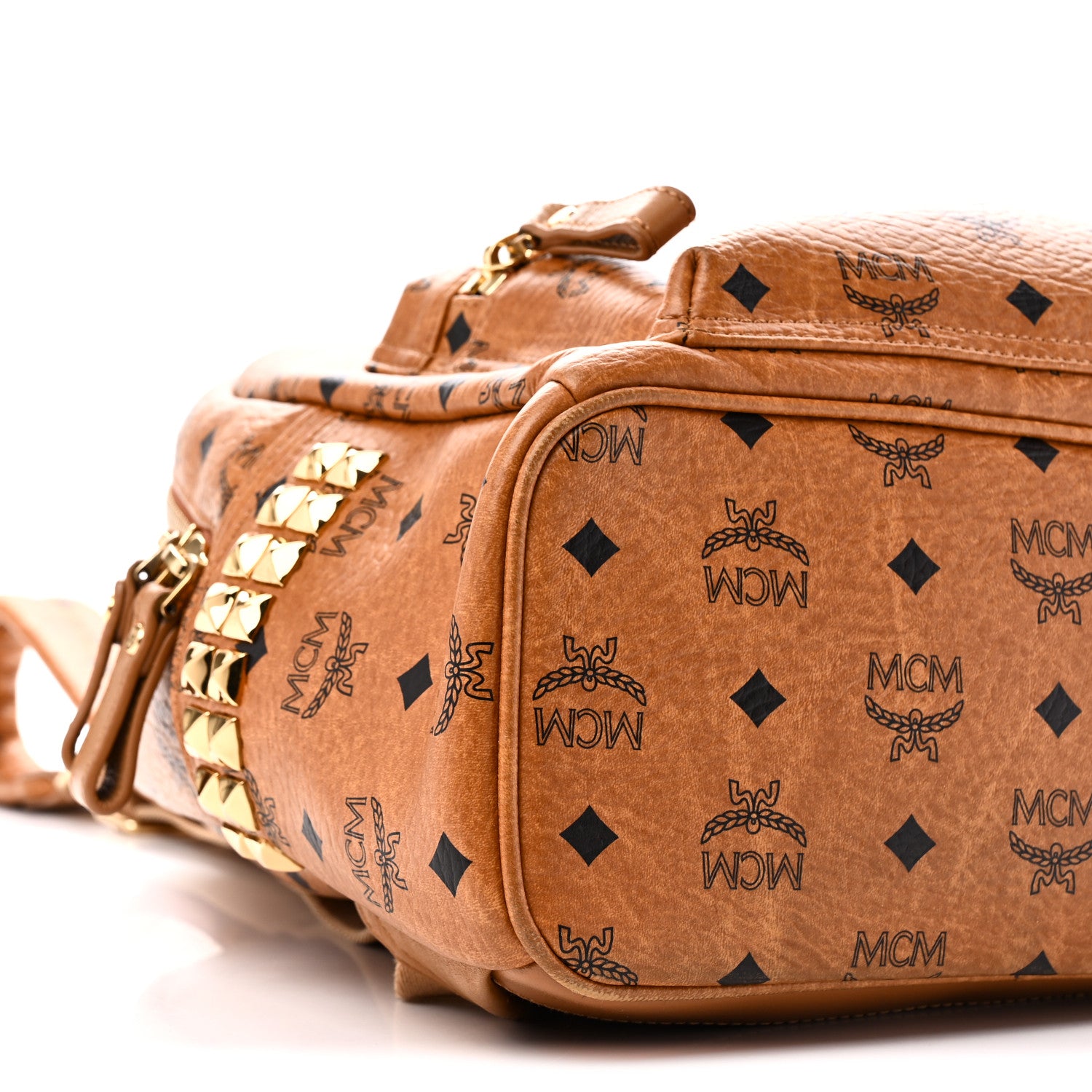 MCM Visetos Small Side Stud Stark Backpack Cognac 8 of 9