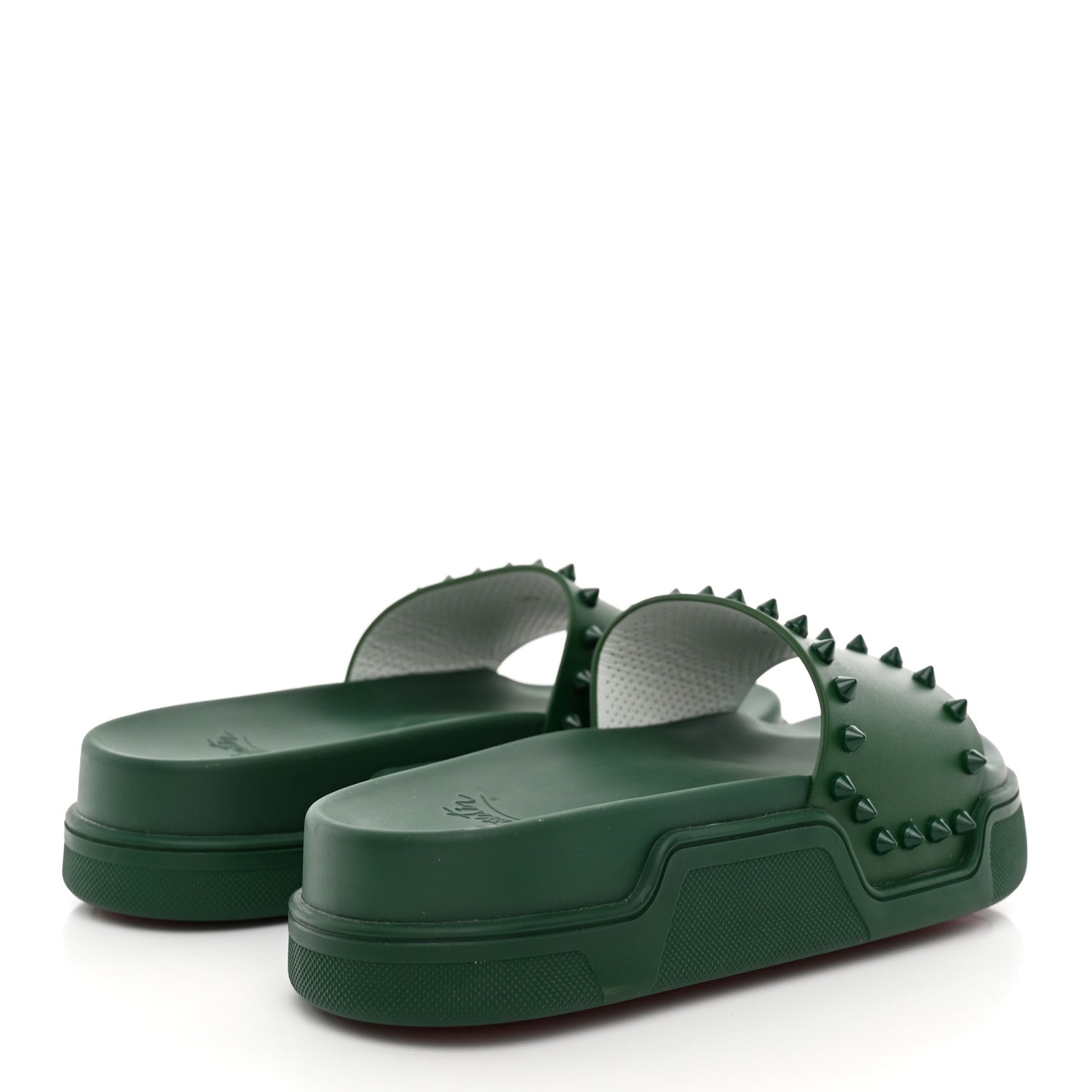 Christian Louboutin Calfskin Studded Pool Fun Platform Flat Slide Sandals 35 Green 5 of 9