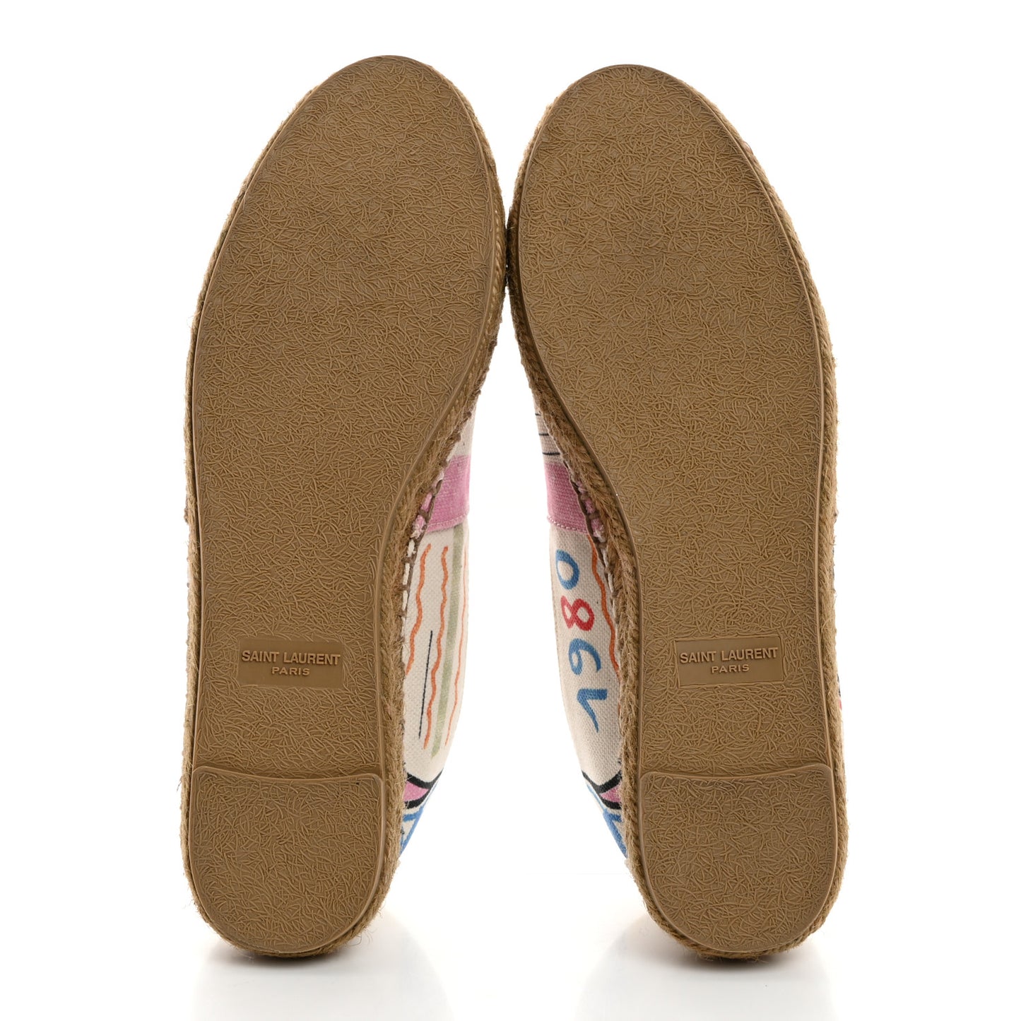 Canvas Love Print Elba Logo Embroidered Espadrilles 38 Multicolor