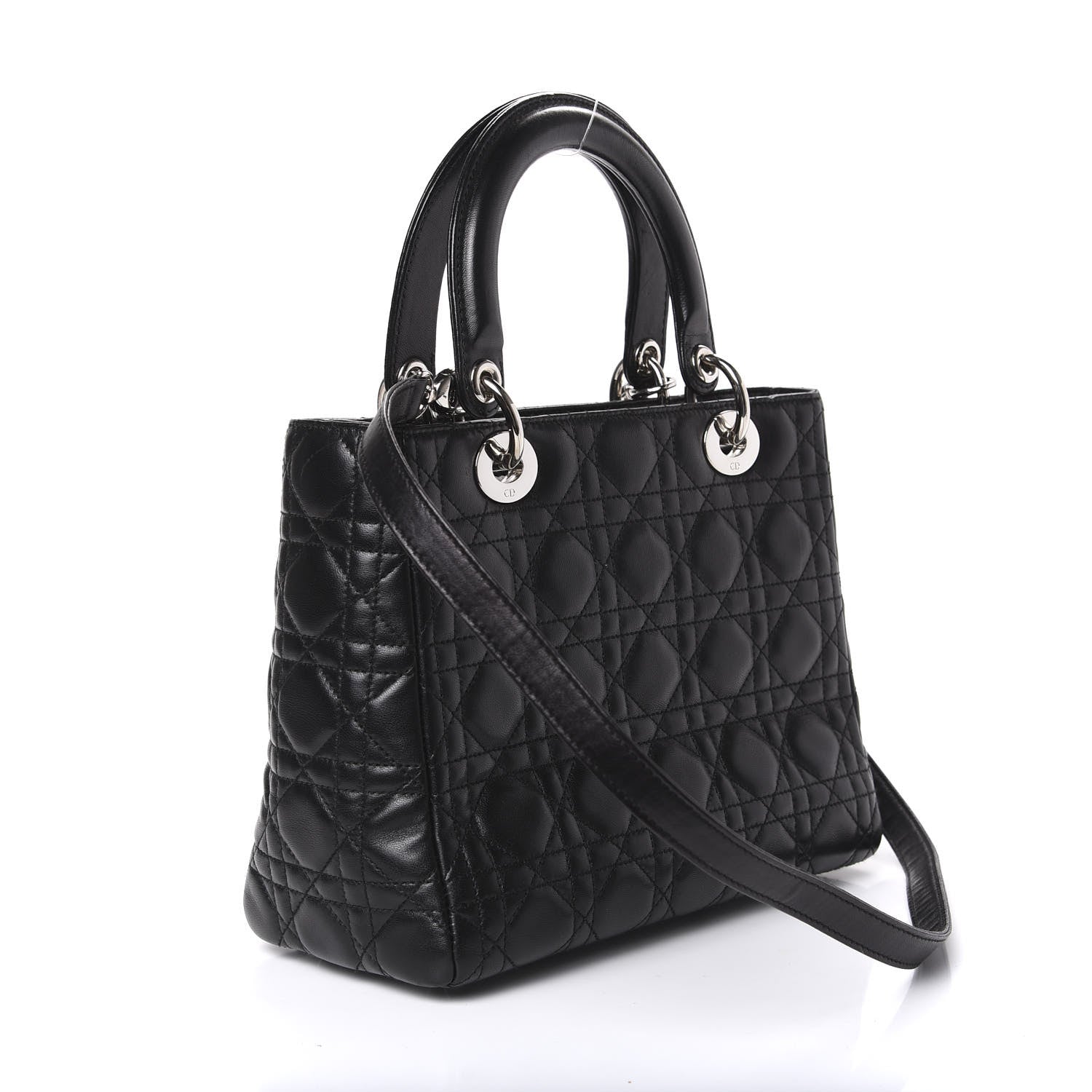 Christian Dior Lambskin Cannage Medium Lady Dior Black 2 of 10