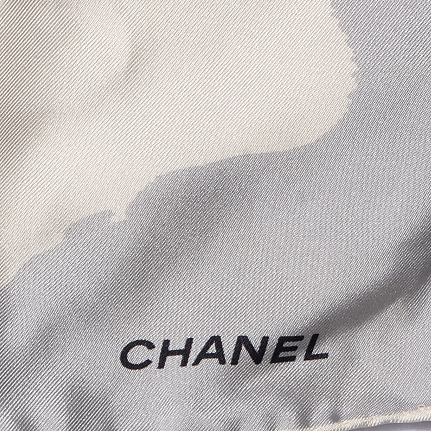 Silk Camellia Flower Square Scarf Grey