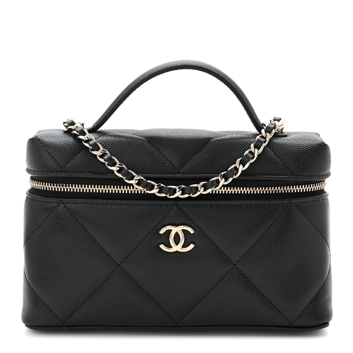Chanel Caviar Quilted Top Handle Slim Vanity With Chain Black 1 of 11