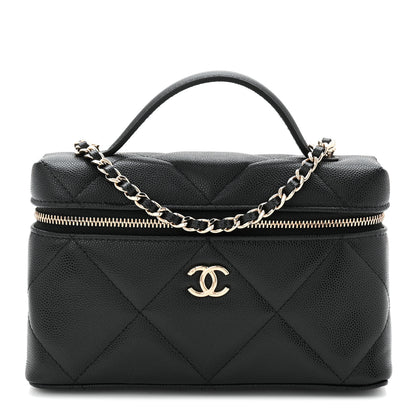 Chanel Caviar Quilted Top Handle Slim Vanity With Chain Black 1 of 11