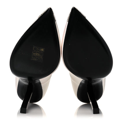 Saint Laurent Satin Crystal Embellished Tower 110 Pump 37.5 White 5 of 8