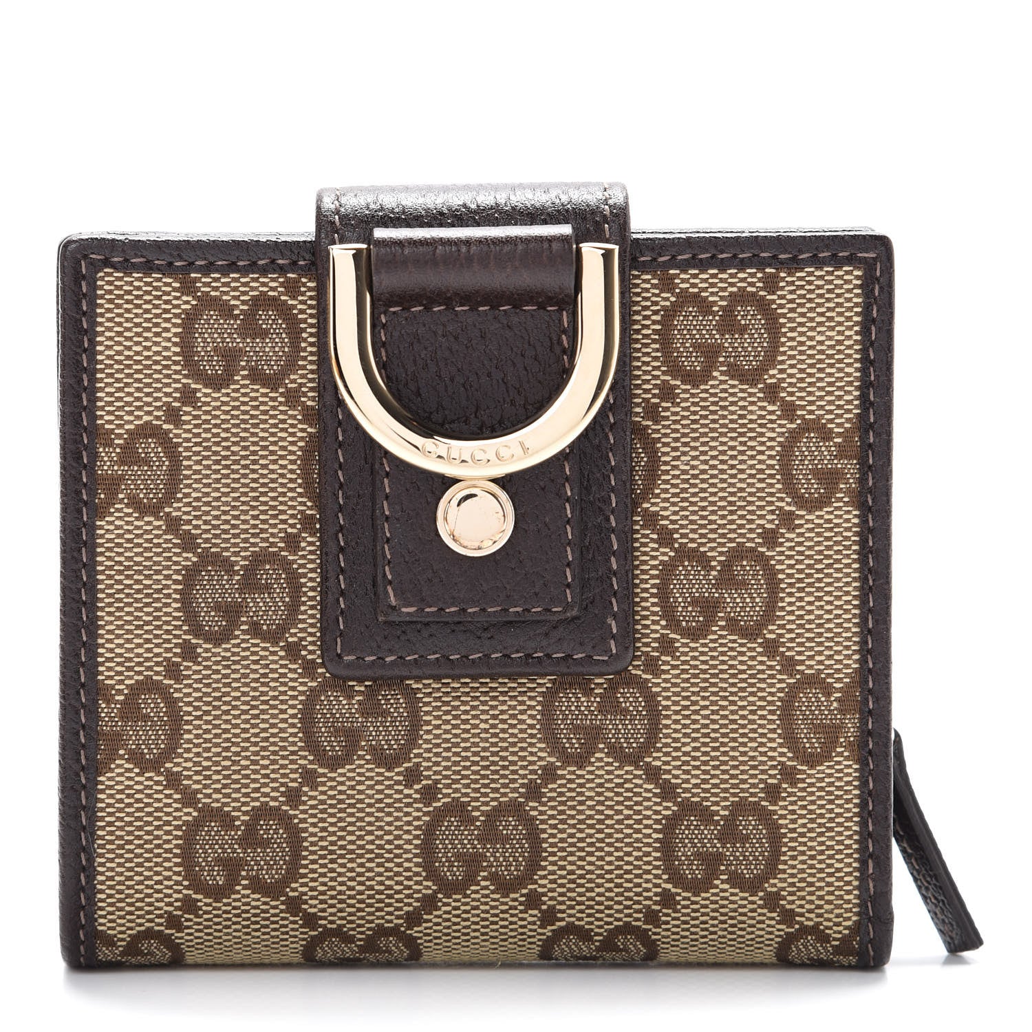 Gucci Monogram D Ring Compact Wallet Dark Brown 1 of 9