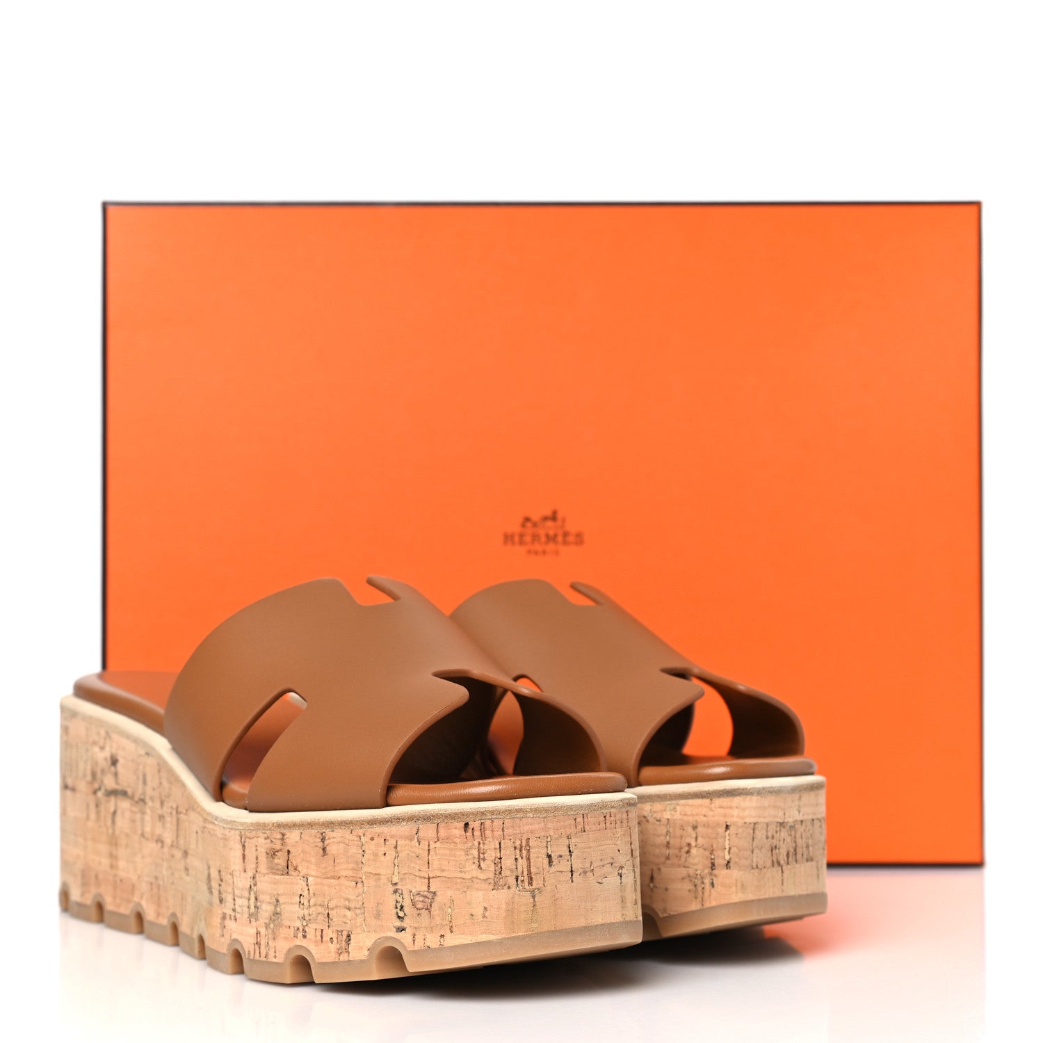 Hermes Calfskin Cork Eze 30 Sandals 37 Marron Glaise 9 of 9