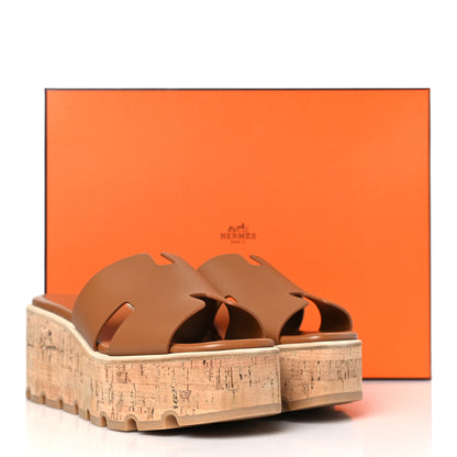 Hermes Calfskin Cork Eze 30 Sandals 37 Marron Glaise 9 of 9