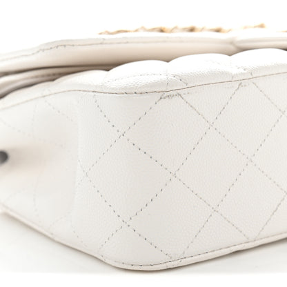 Chanel Caviar Quilted Medium Double Flap White 9 of 11