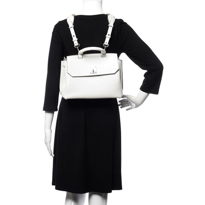 MCM Grained Calfskin Medium Milla Convertible Backpack White Flake 2 of 9