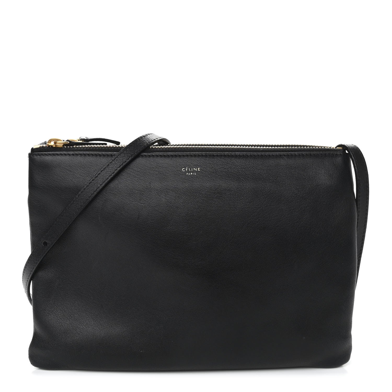 Celine Lambskin Large Trio Crossbody Bag Black 1 of 9