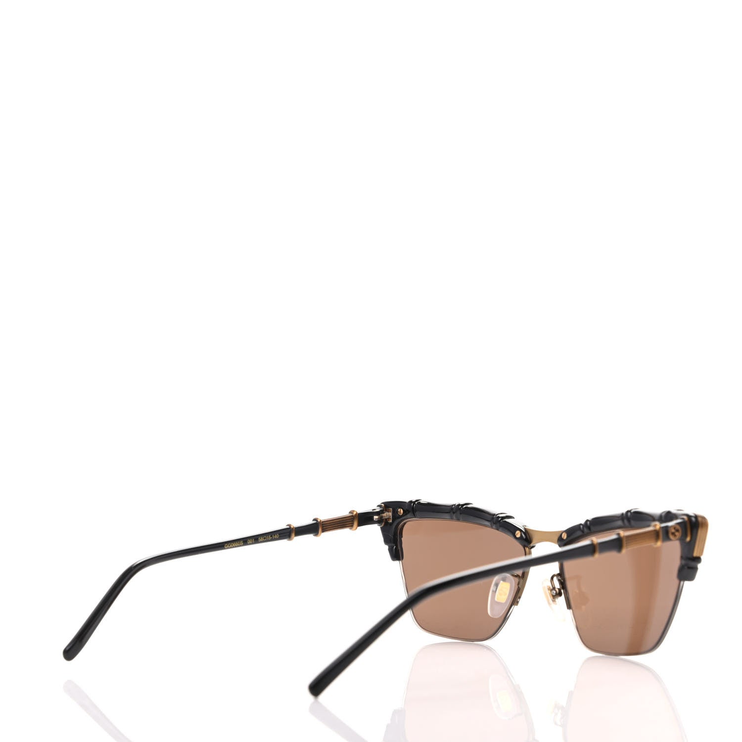 Gucci Acetate Metal Bamboo Sunglasses GG660S Black Brown 4 of 8