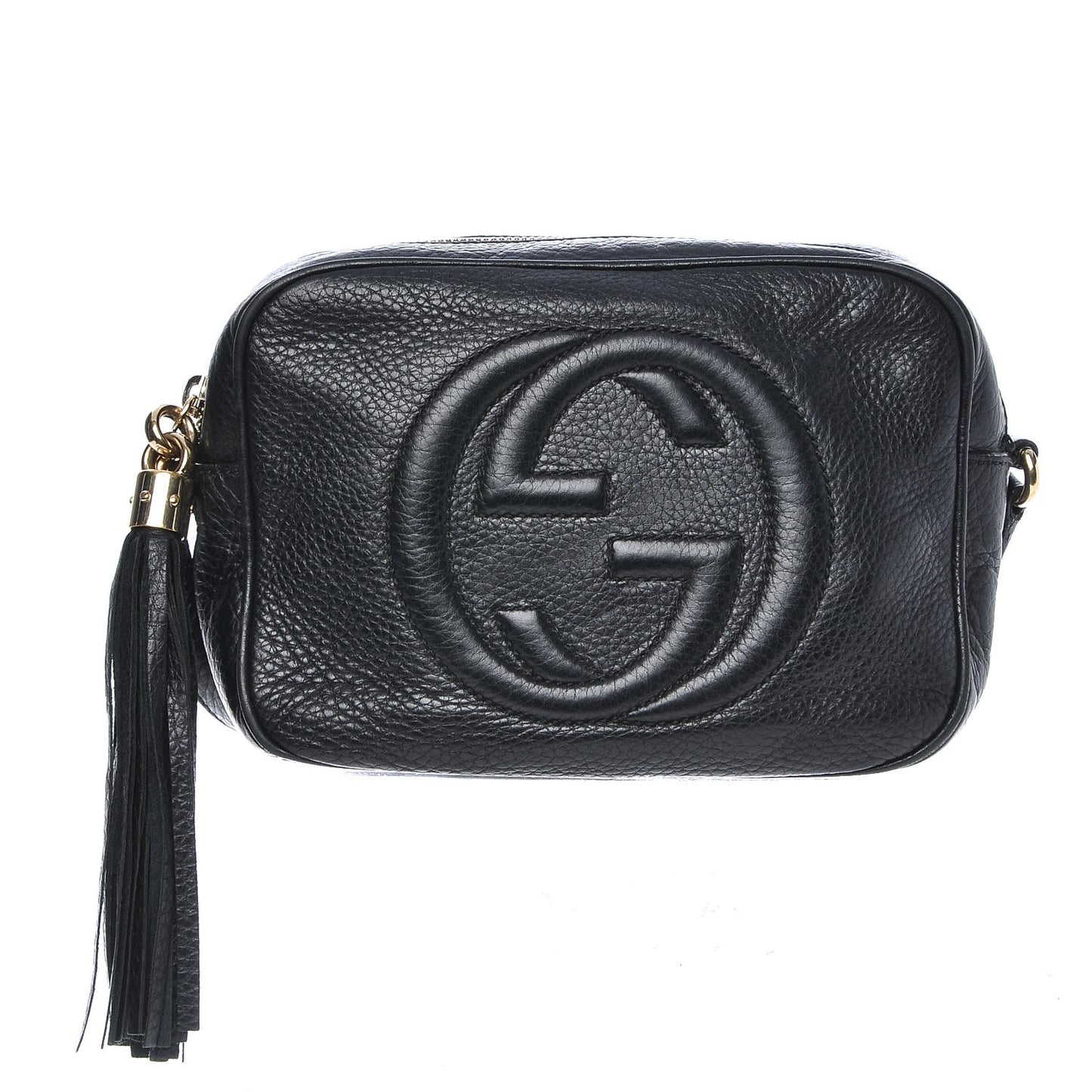 Pebbled Calfskin Small Soho Disco Bag Black