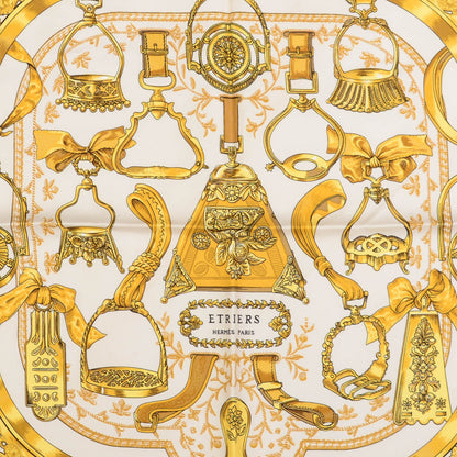 Hermes Silk Etriers Stirrups Pocket Square Scarf 1 of 5