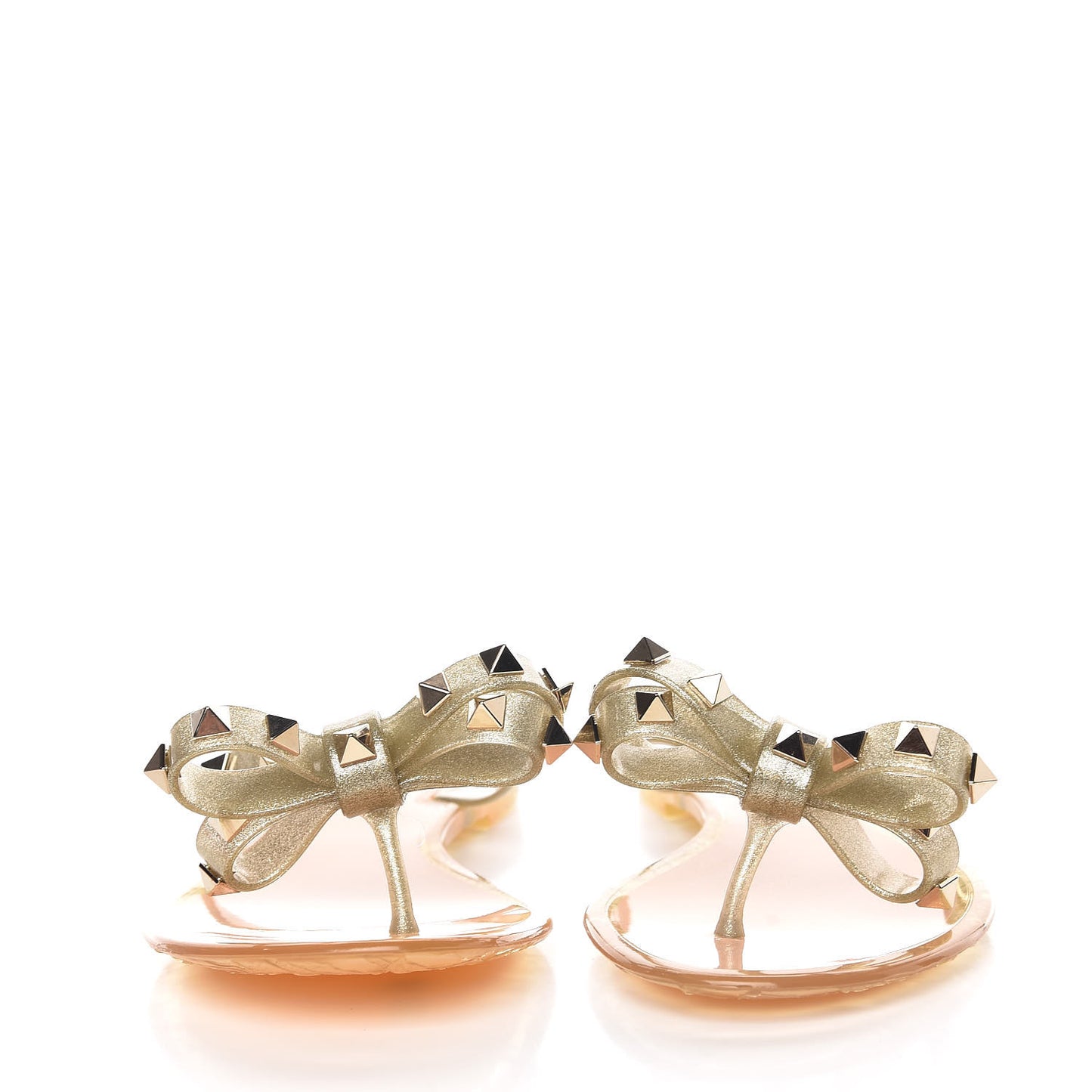 PVC Jelly Glitter Rockstud Bow Thong Sandals 35 Oro
