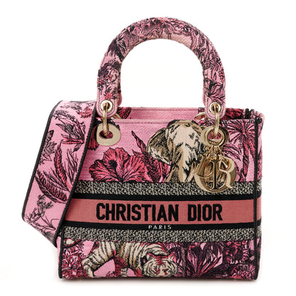 Christian Dior Toile de Jouy Voyage Embroidered Medium Lady D-Lite Fuchsia Multicolor 1 of 10