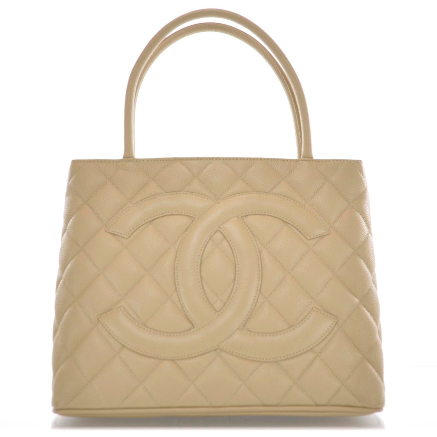 Caviar Quilted Medallion Tote Beige