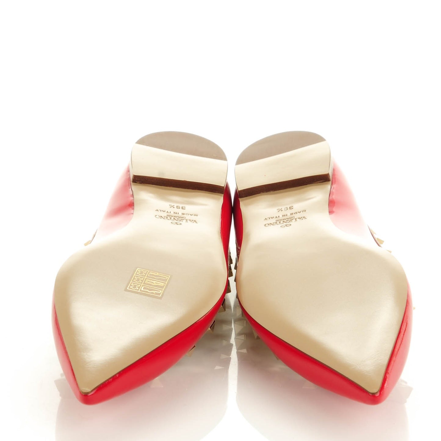 Patent Nappa Rockstud Ballerina Flats 39.5 Rosso Valentino Poudre